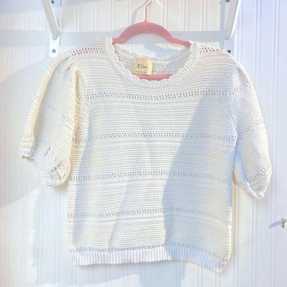 Elie Knit Short Sleeve Sweater Sz S - Picture 2 of 5